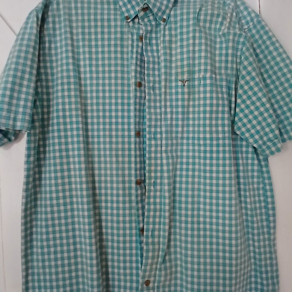 Wrangles Men's Gingham Western Style Button Up Shirt size L